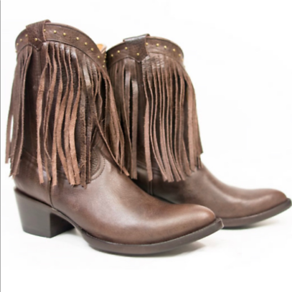 Old Gringo yippee ki yay brown fringe boots